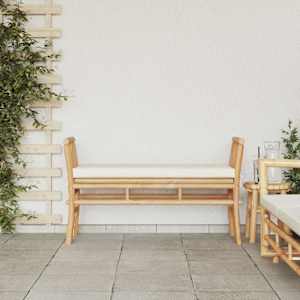 Zahradní lavice s polštářem Hnědá 110 x 38 x 65cm bambus - obrázek 3
