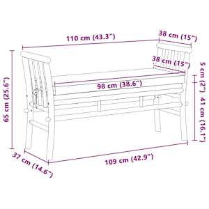 Zahradní lavice s polštářem Hnědá 110 x 38 x 65cm bambus - obrázek 8