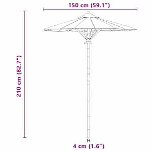 Zahradní slunečník Krémově bílá Ø 270 x 260 cm bambus - obrázek 8