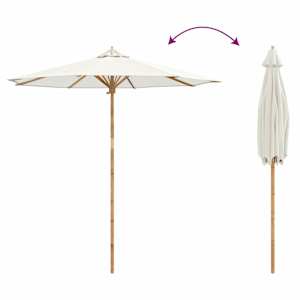 Zahradní slunečník Krémově bílá Ø 270 x 260 cm bambus - obrázek 7
