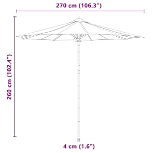 Zahradní slunečník Krémově bílá Ø 270 x 260 cm bambus - obrázek 8