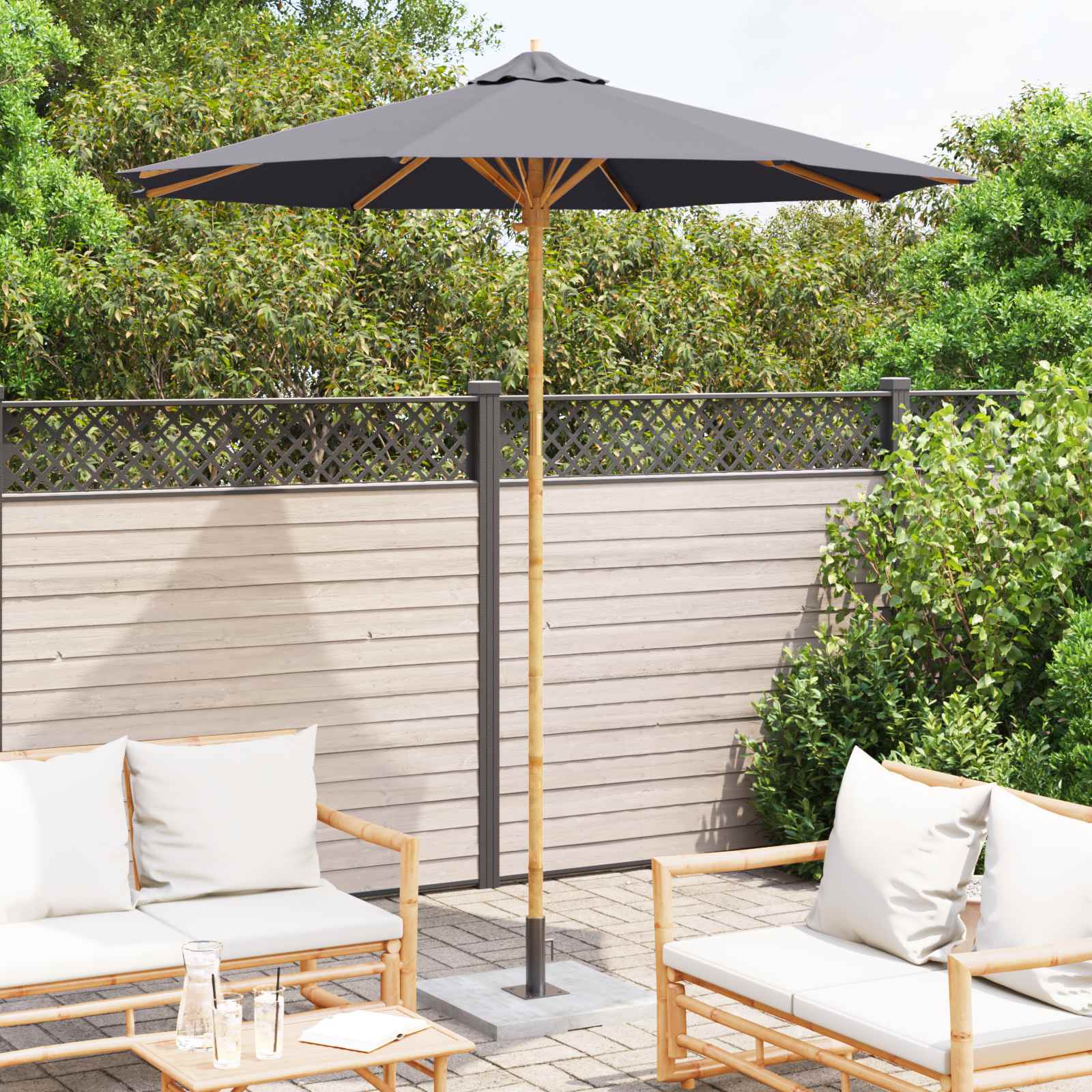 Garten-Sonnenschirm Bambus Outdoor Sonnenschutz Markise Moderner Runder  vidaXL | eBay.de