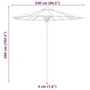 Zahradní slunečník Tmavě šedá Ø 270 x 260 cm bambus - obrázek 8