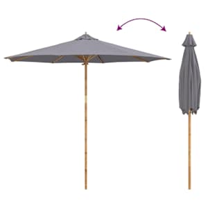 Zahradní slunečník Tmavě šedá Ø 270 x 260 cm bambus - obrázek 7