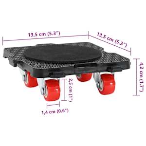 Nábytkové kolečka 4 ks se zvedákem černá 13,5x13,5x4,2 cm 300 kg - obrázek 14