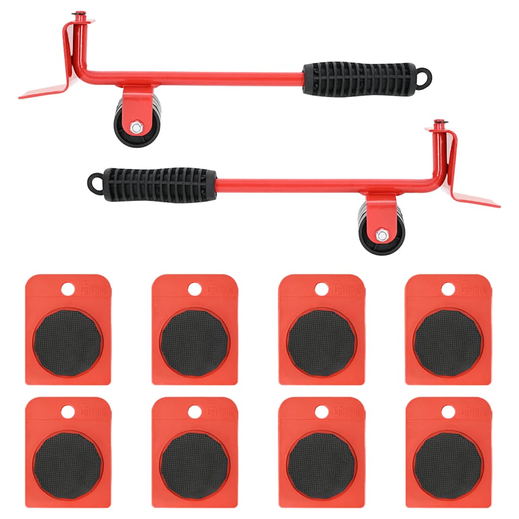 Furniture Rollers 8 pcs with Lifters Red 9.8x7.5x3 cm 150 kg