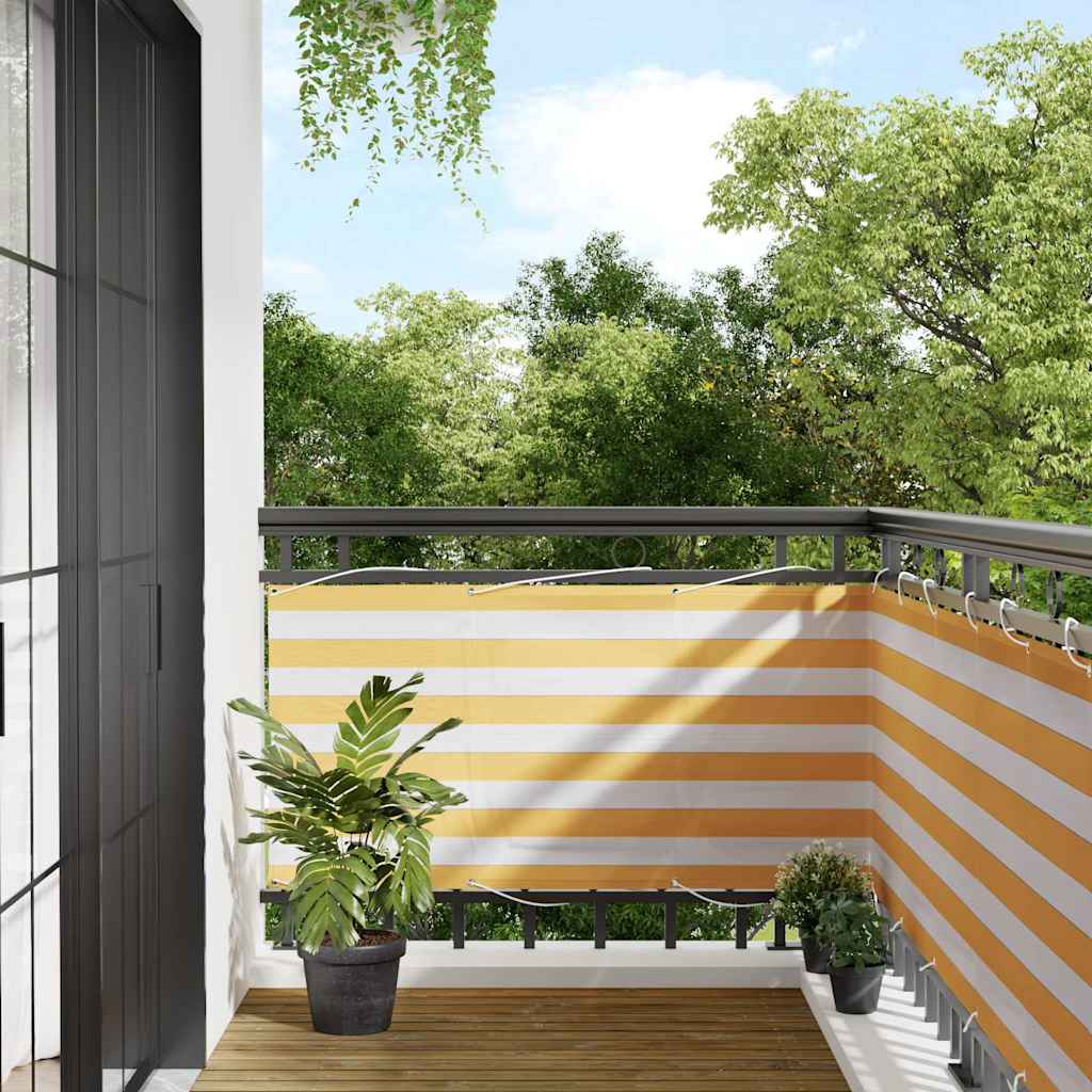 vidaXL Balkon-Sichtschutz Gelb und Weiß Gestreift 75x800 cm