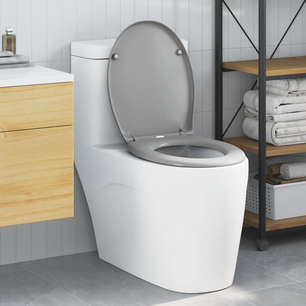 Toilette à libération rapide vidaXL avec fermeture douce Duroplast Grise
