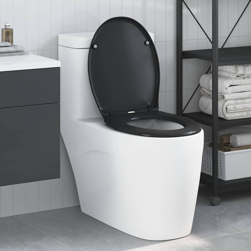 Toilette avec abattant à fermeture douce en Duroplast Noir de vidaXL