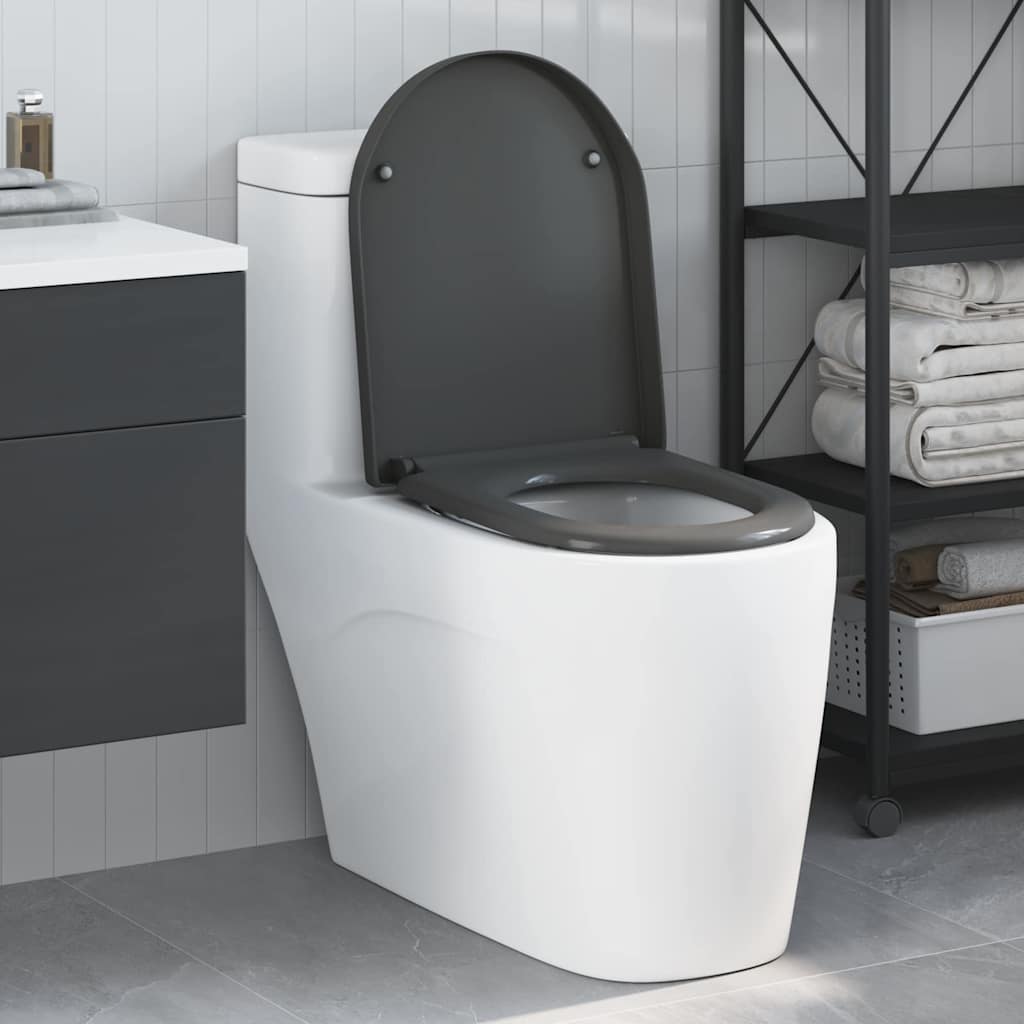 Siège de toilette à libération rapide avec fermeture douce en Duroplast Anthracite