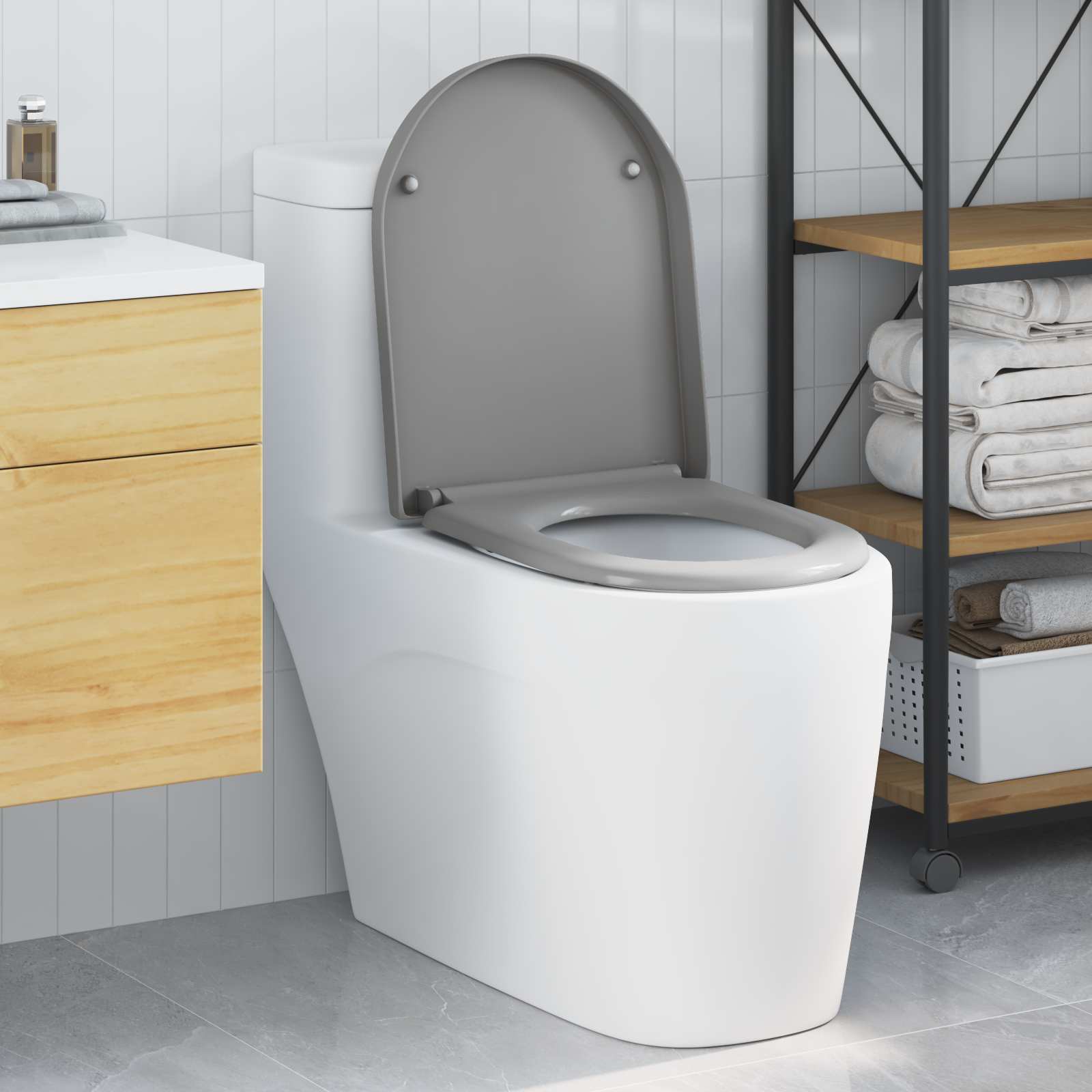 vidaXL Toilettensitz Grau 49 x 36 x 4 cm Duroplast
