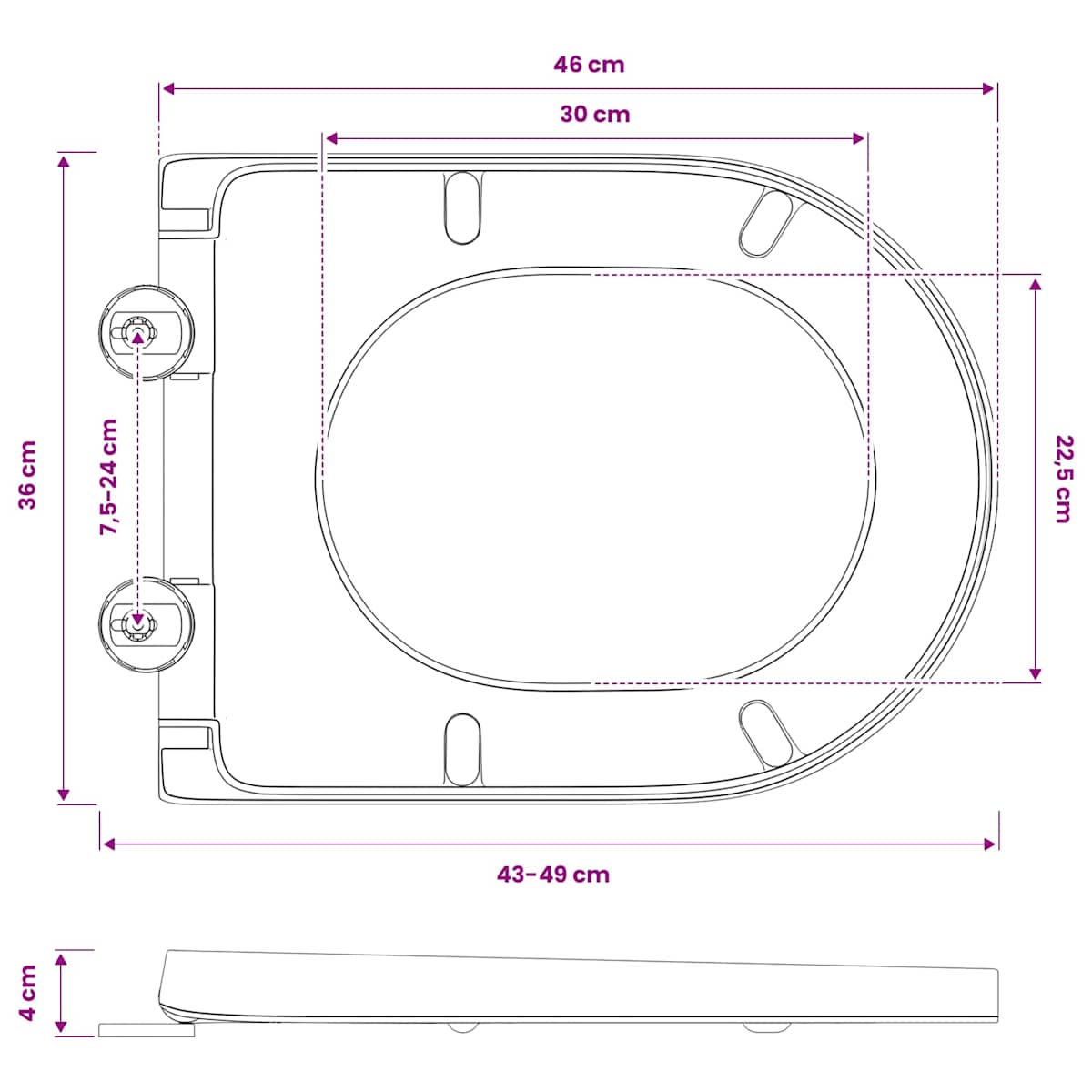 Toilet sæde 49 x 36 x 4 cm Duroplast - Billede 11