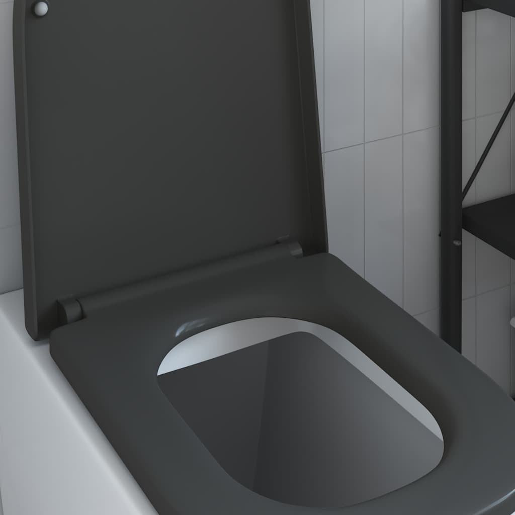 Siège de toilettes à libération rapide avec système de fermeture douce en duroplast anthracite