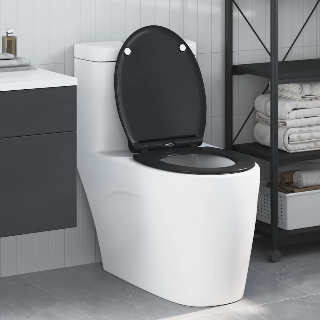 Siège de toilette à libération rapide avec fermeture douce en durosthène noir