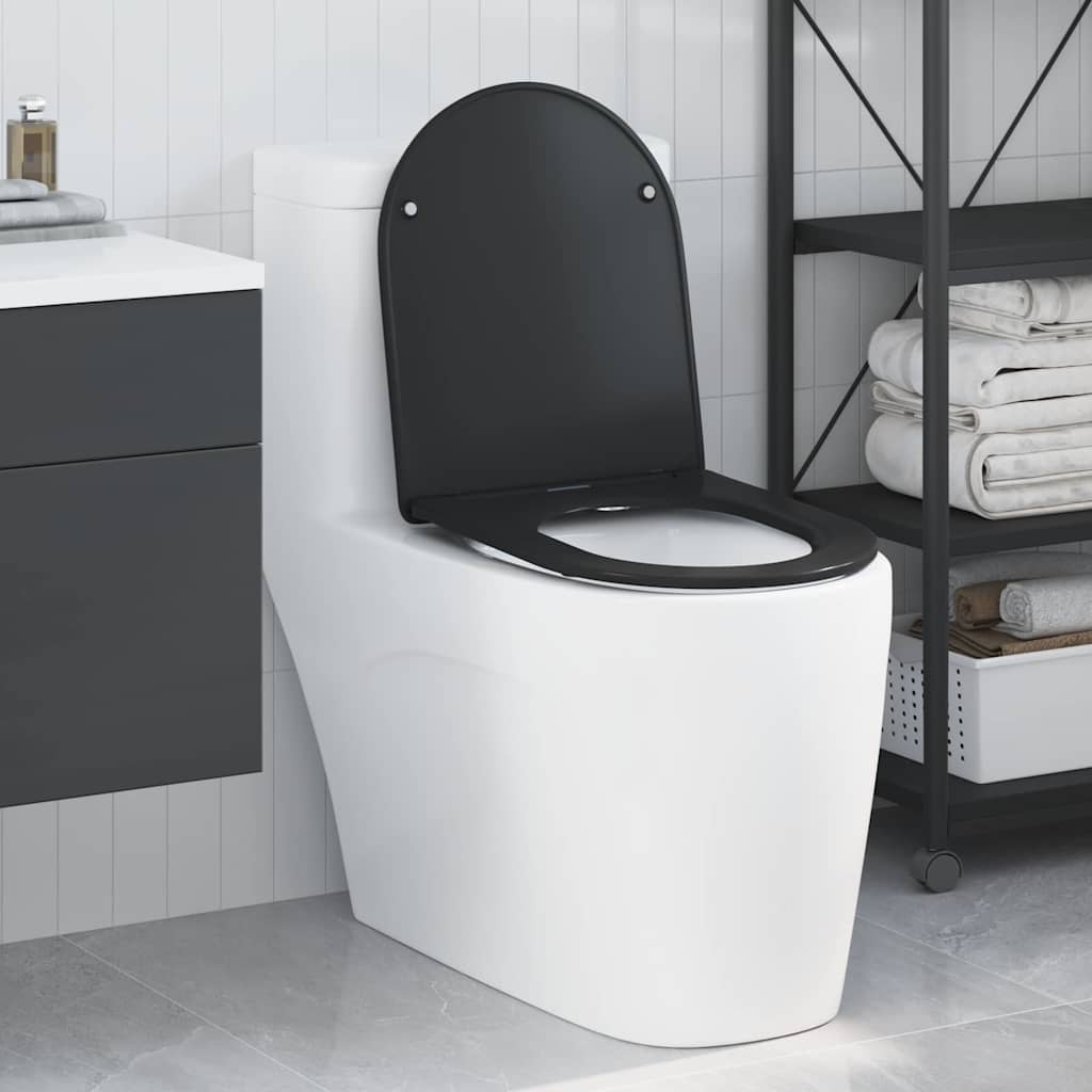 Siège de toilette à libération rapide vidaXL avec fermeture douce - Duroplast, Noir