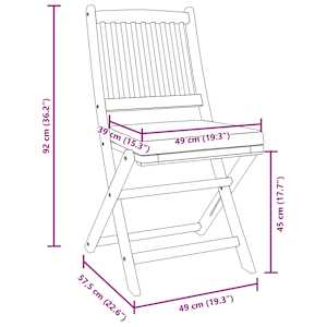Skládací židle s polštářem 4 pcs Šedá 49 x 57,5 x 92cm - obrázek 11