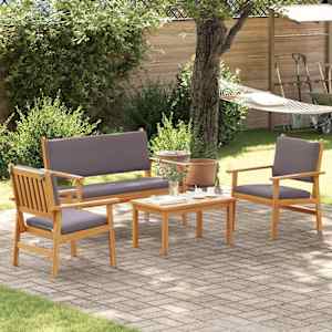Sada zahradních pohovek 4 pcs Hnědá 120 x 65,5 x 79 cm - obrázek 4