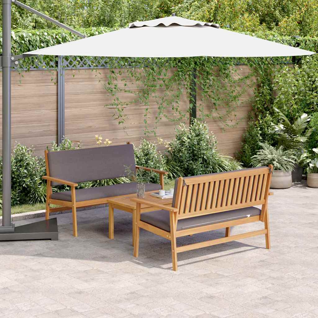 Комплект градински диван с 3 части с възглавници от Solid Wood Acacia