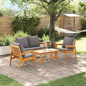 Bistro komplet z blazino 4 pcs Rjava Masiven les akacije