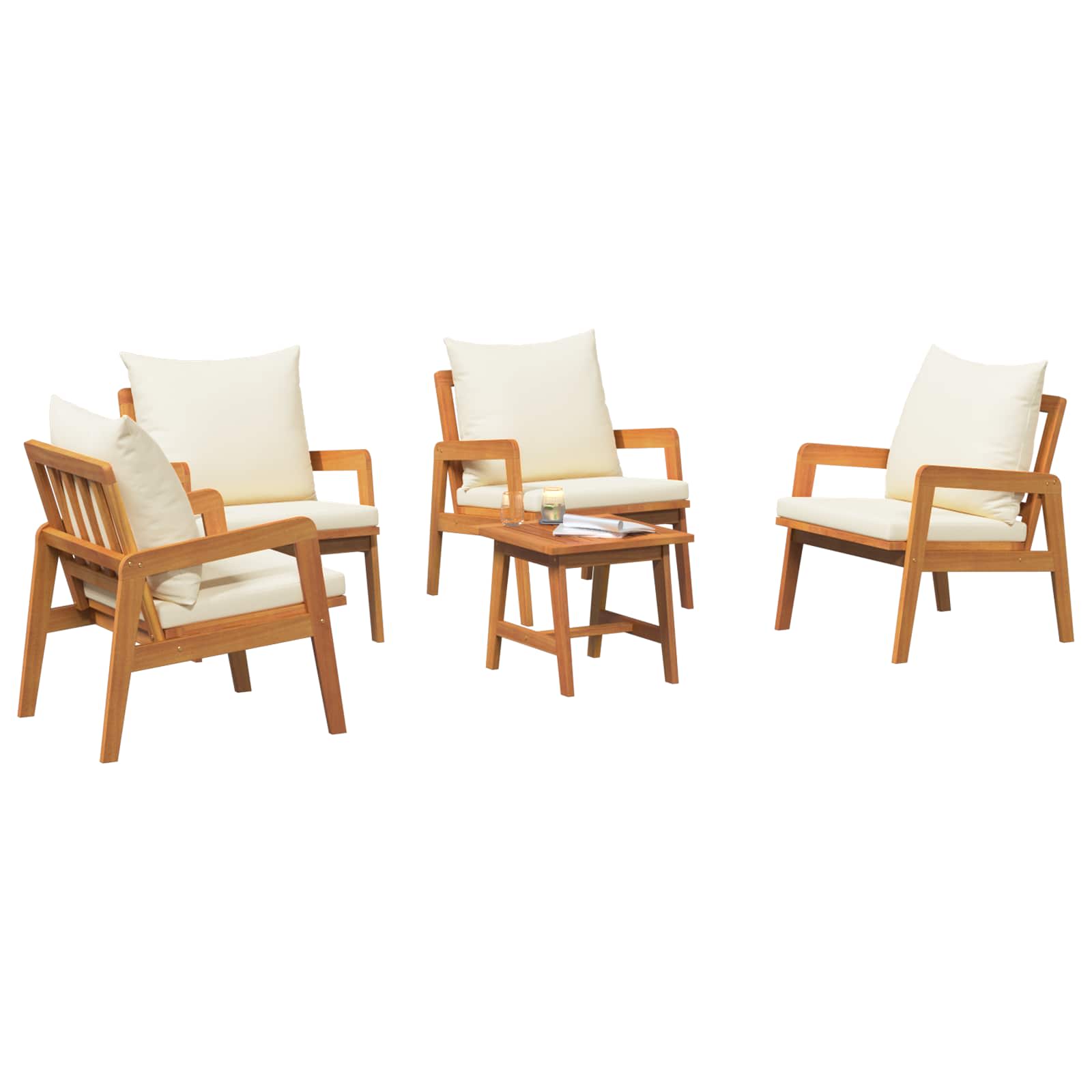 Bistroset 5 pcs Bruin 59.5 x 65 x 72 cm Massief Acaciahout image 2