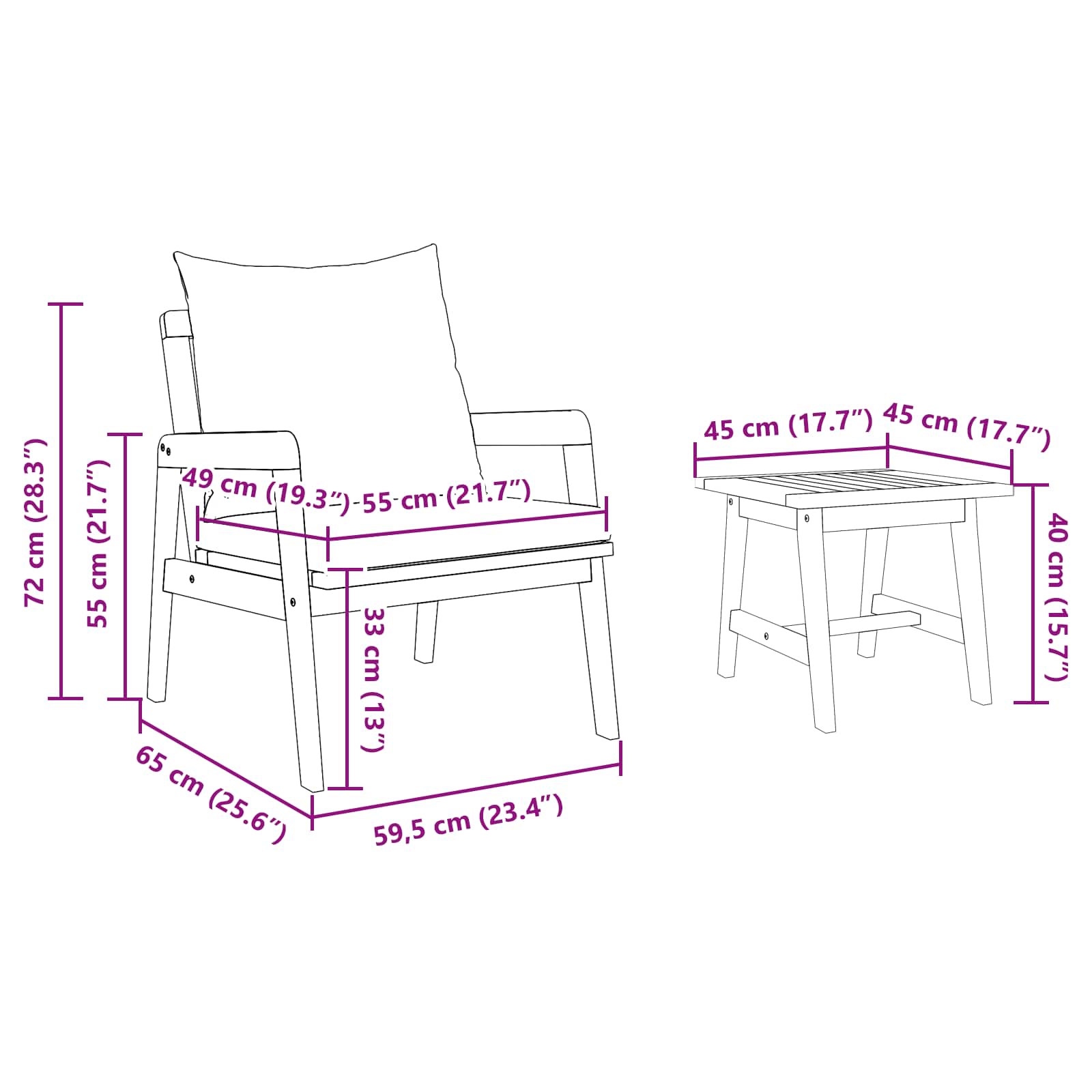 Bistroset 5 pcs Bruin 59.5 x 65 x 72 cm Massief Acaciahout image 6