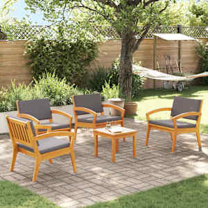 Bistro komplet z blazino 5 pcs Rjava Poliester