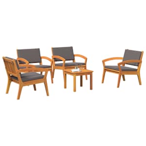 Bistro souprava s polštářem 5 pcs Hnědá Polyester - obrázek 3