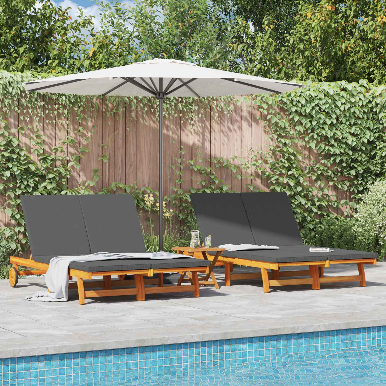 vidaXL Șezlong Maro 125 x 200 x 84 cm Lemn Solid de Acacia