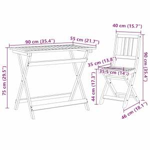 Zahradní bistro set 5 pcs Hnědá Masivní akátové dřevo - obrázek 12