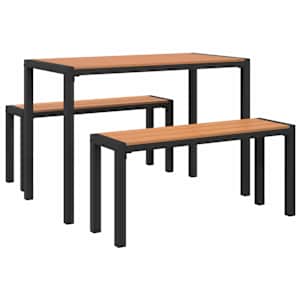 Zahradní jídelní souprava 3 pcs Hnědá Ocel - obrázek 2
