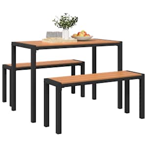 Zahradní jídelní souprava 3 pcs Hnědá Ocel - obrázek 3