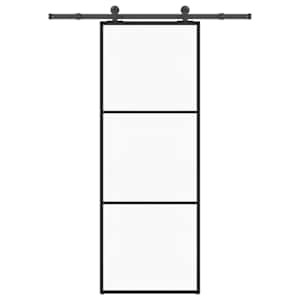 Drsna vrata z opremo 76x205 cm ESG steklo in aluminij