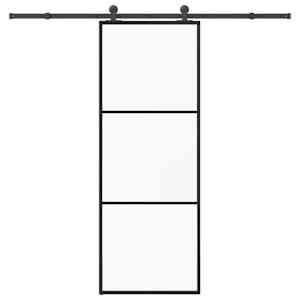 Drsna vrata z opremo 76x205 cm ESG steklo in aluminij