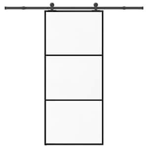 Drsna vrata z opremo 90x205 cm ESG steklo in aluminij