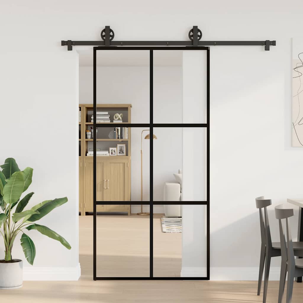 vidaXL liukuovi laitteistosarjalla 102x205 cm ESG lasi ja alumiini