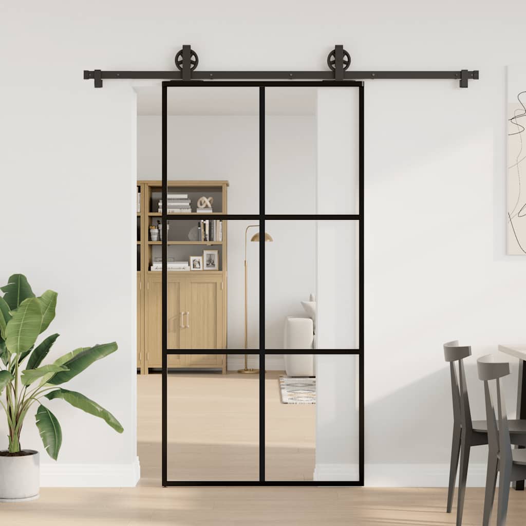 vidaXL liukuovi laitteistosarjalla 102x205 cm ESG lasi ja alumiini