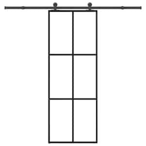 Drsna vrata z opremo 76x205 cm ESG steklo in aluminij
