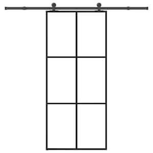 Drsna vrata z opremo 90x205 cm ESG steklo in aluminij