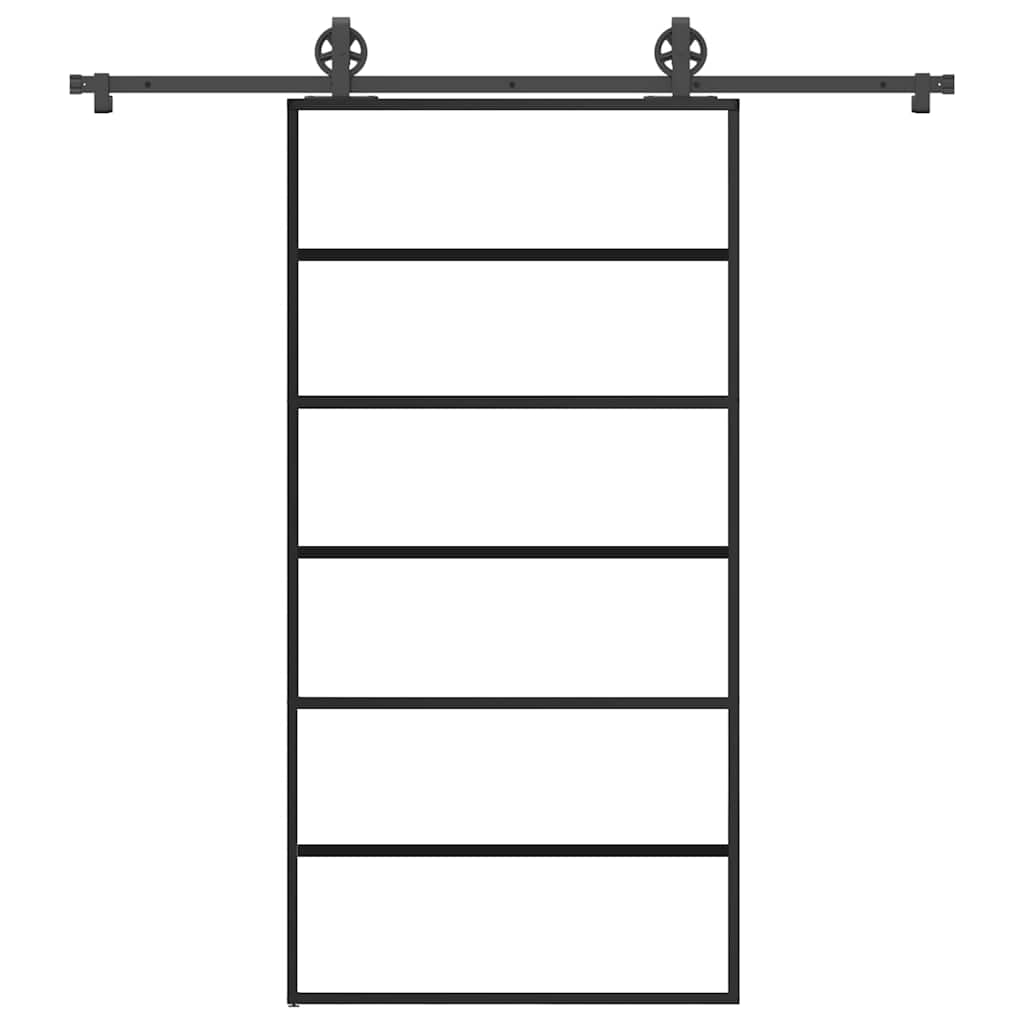 Schiebetür mit Beschlag 102×205 cm ESG-Glas & Aluminium