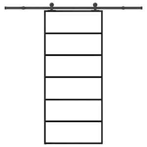 Drsna vrata z opremo 90x205 cm ESG steklo in aluminij