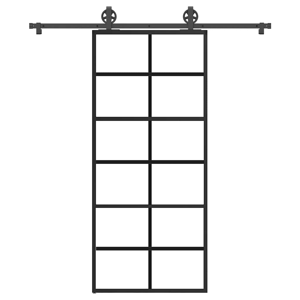 Schiebetür mit Beschlag 90×205 cm ESG-Glas & Aluminium