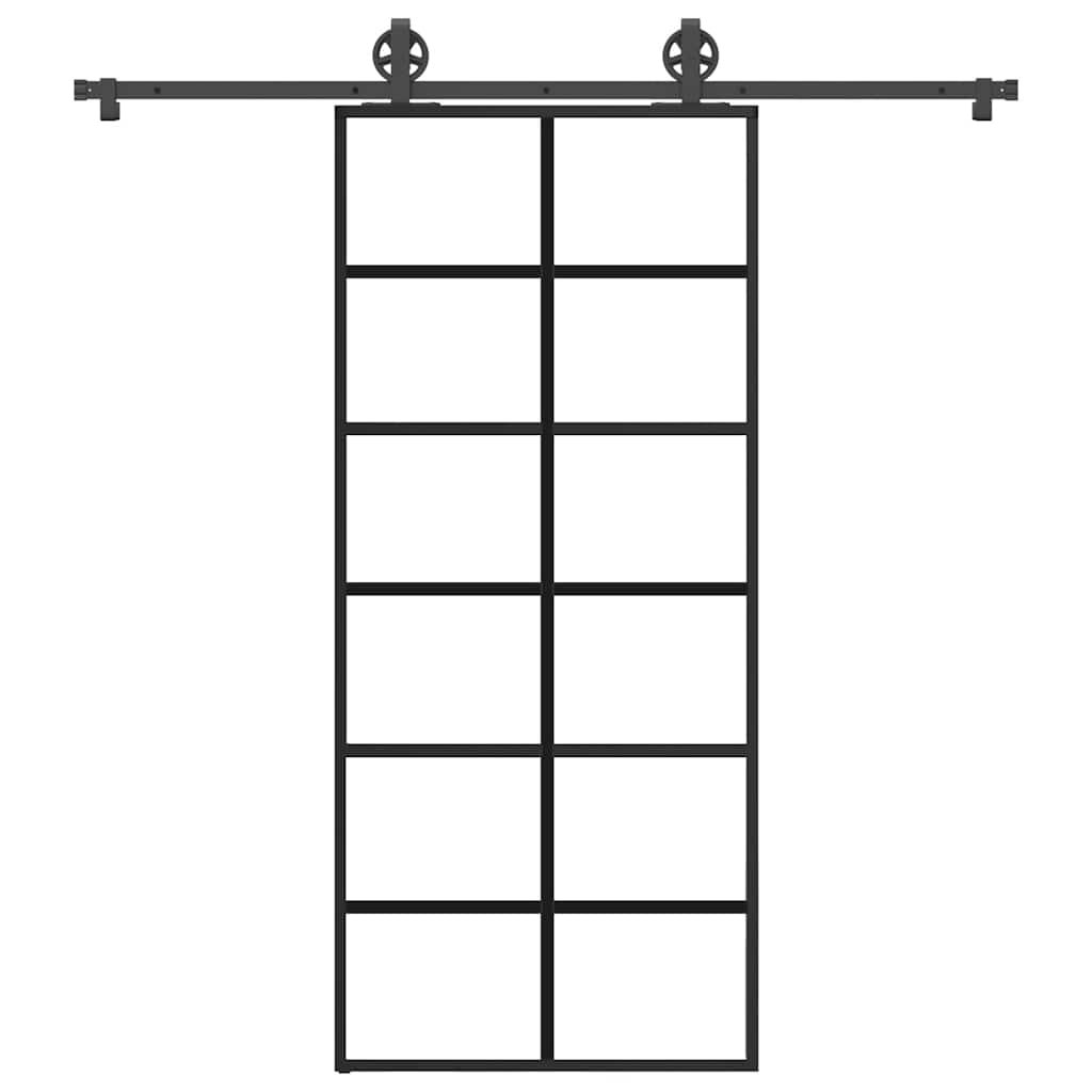 Schiebetür mit Beschlag 90×205 cm ESG-Glas & Aluminium