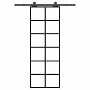 Drsna vrata z opremo 76x205 cm ESG steklo in aluminij