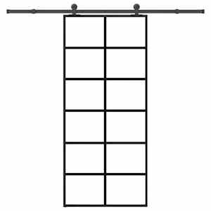 Drsna vrata z opremo 90x205 cm ESG steklo in aluminij