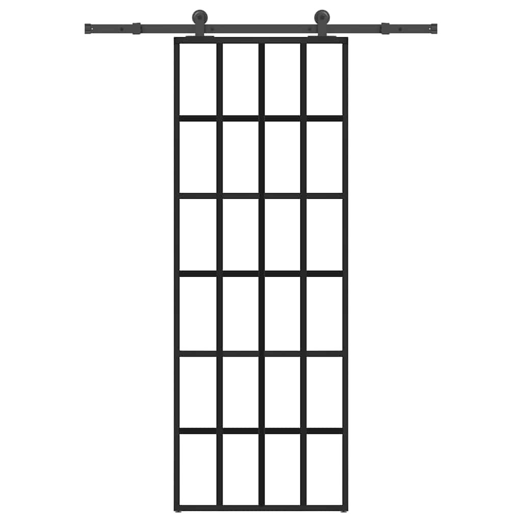 vidaXL Posuvné dveře s kováním 76x205 cm ESG sklo a hliník