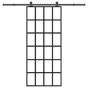 Drsna vrata z opremo 90x205 cm ESG steklo in aluminij