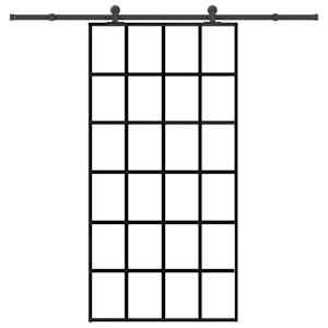 Drsna vrata z opremo ESG steklo in aluminij 102x205 cm