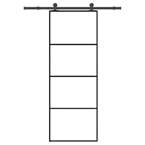 Drsna vrata z opremo 76x205 cm ESG steklo in aluminij