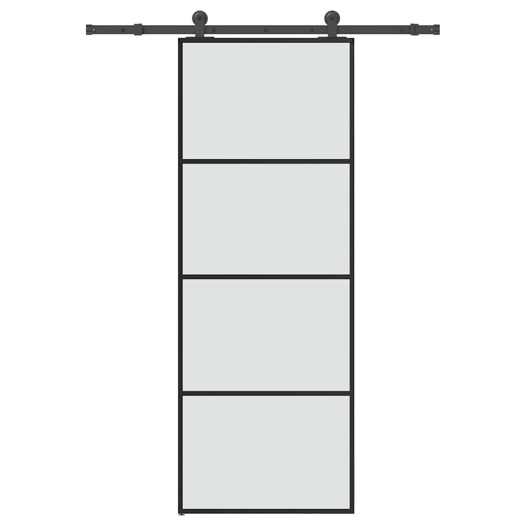 vidaXL Posuvné dveře s kováním 76x205 cm ESG sklo a hliník