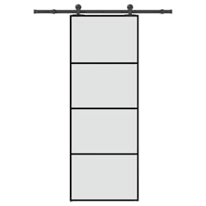 Drsna vrata z opremo 76x205 cm ESG steklo in aluminij